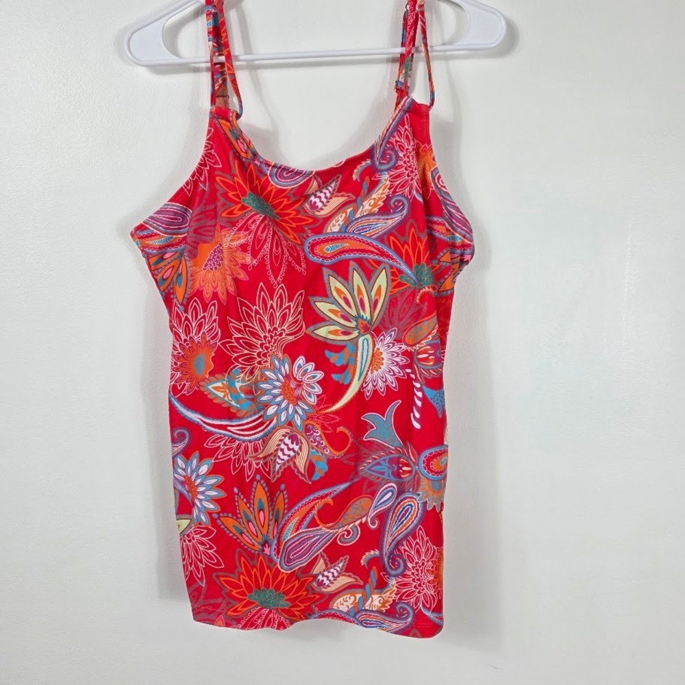 Unbranded Tankini Swimsuit Women XXL Red Paisley‎ Floral 2 Piece Set TB291684